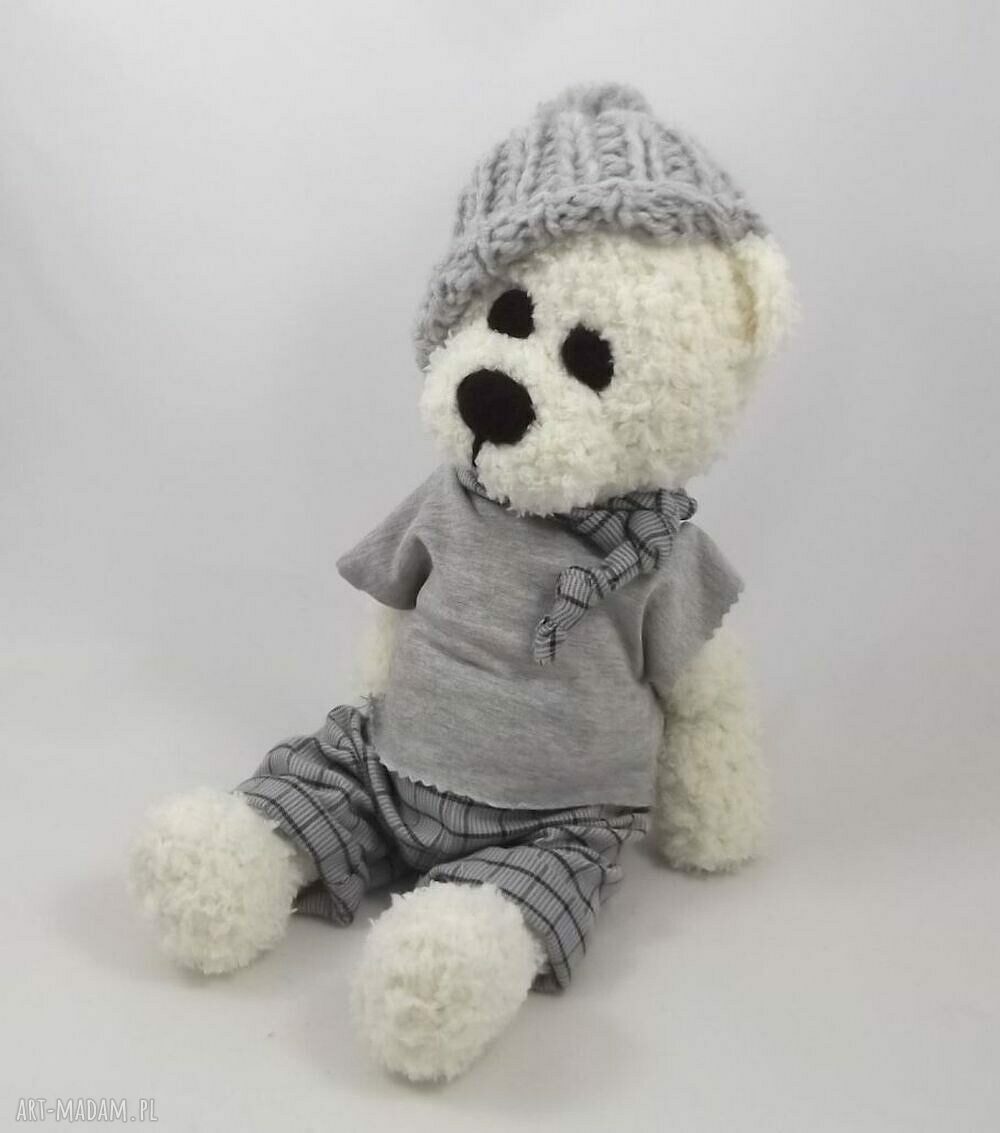 Adaś - miś szydełkowy handmade 36 cm z ruchomymi rączkami i nóżkami