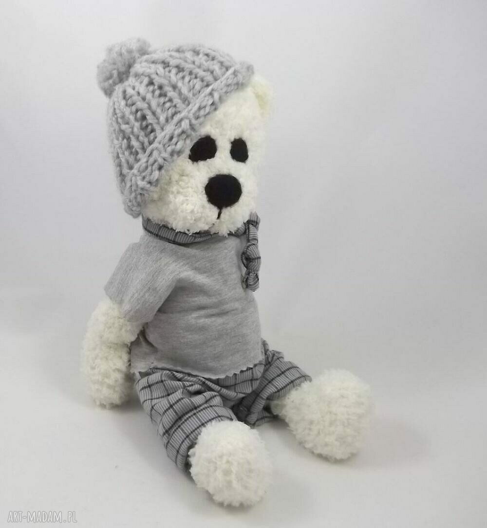 Adaś - miś szydełkowy handmade 36 cm z ruchomymi rączkami i nóżkami