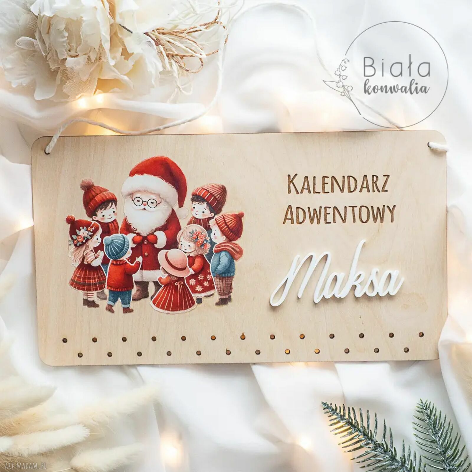 Kalendarz adwentowy z Mikołajem - imię dziecka