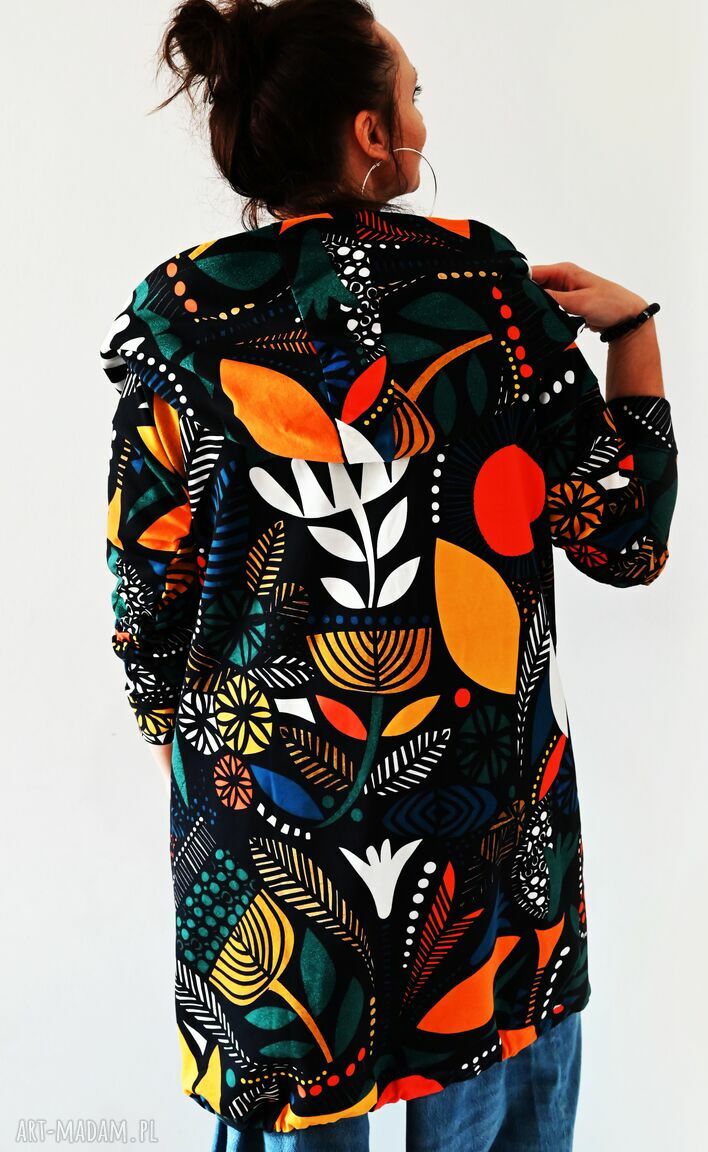 AFRICAN BATIC długa bluza oversize z wzorzystej tkaniny S