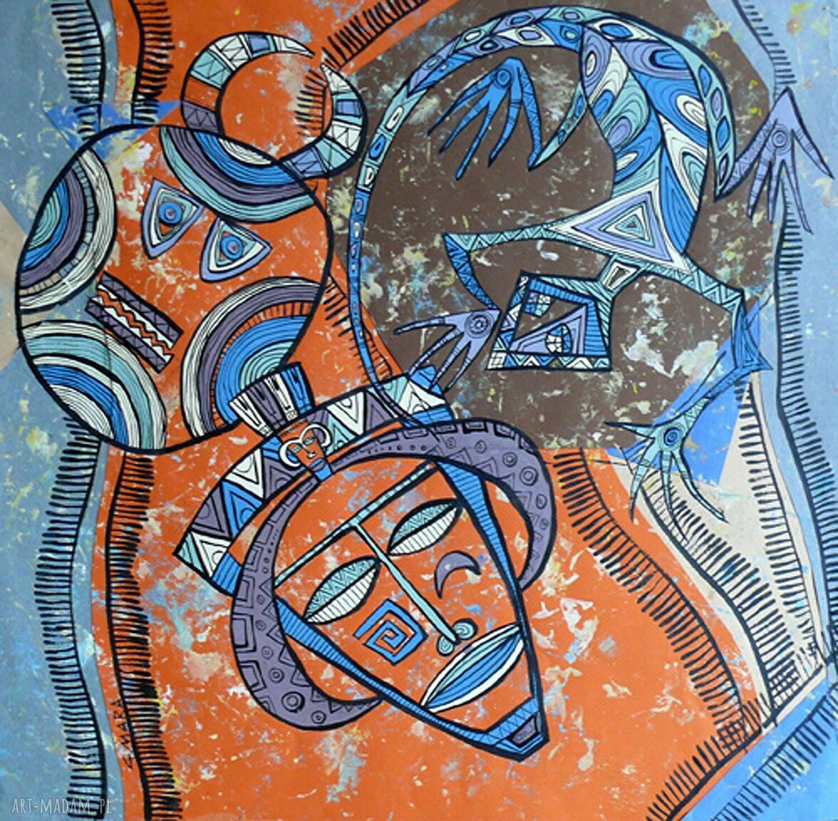 Afryka. Maski - obraz giclee na płótnie Canvas od Marina Czajkowskiej