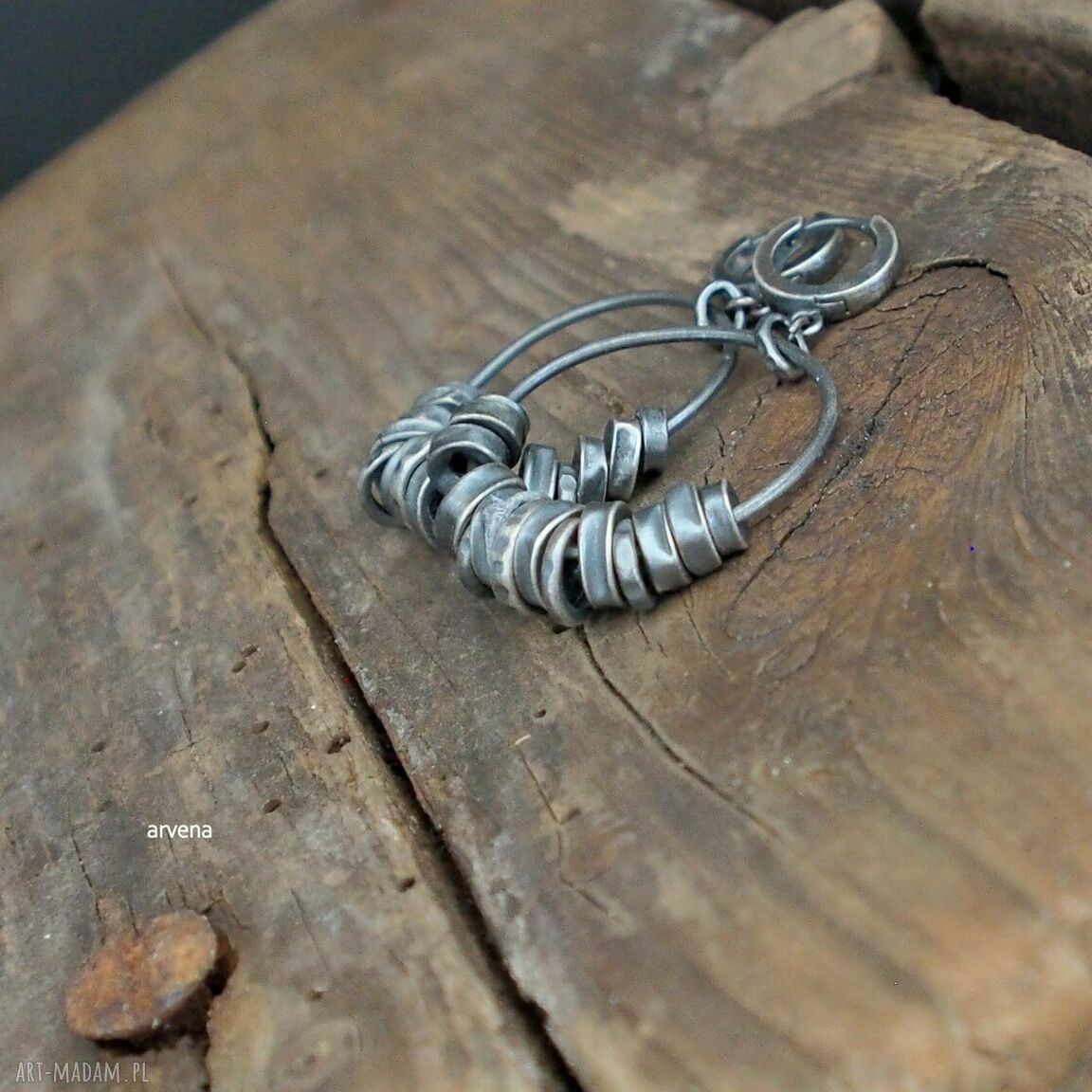 Oksydowane kolczyki ze srebra 925 w kształcie kół - wiszące Arvena (5,1 cm)
