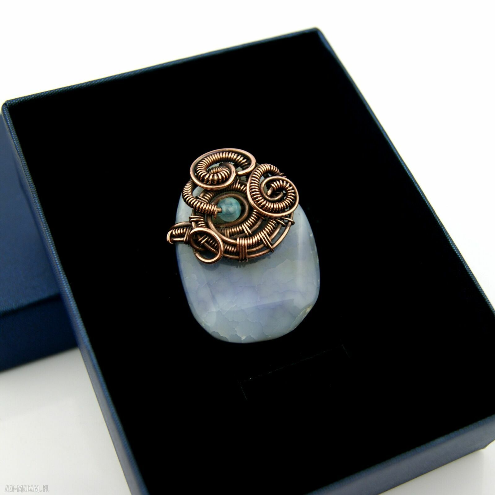 Agatowa broszka wire wrapping z kamieniem - dla niej (handmade)