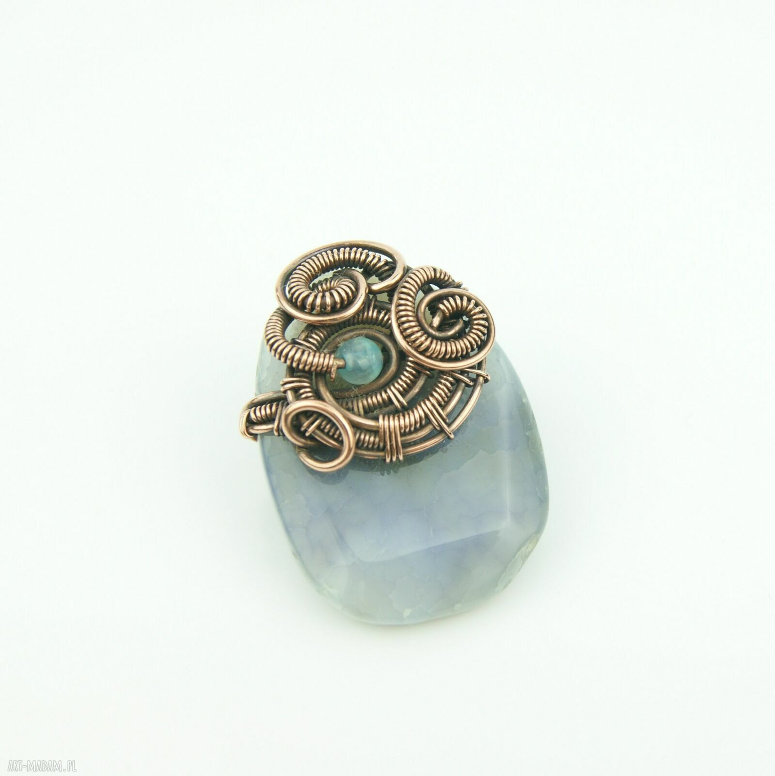 Agatowa broszka wire wrapping z kamieniem - dla niej (handmade)