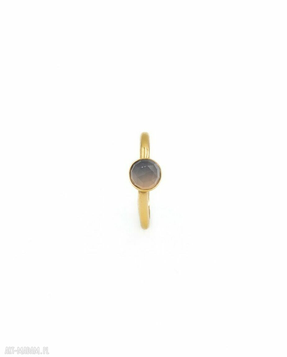 Minimalistyczny pierścionek z agatem różowym - srebro 925 lub złocone 24k