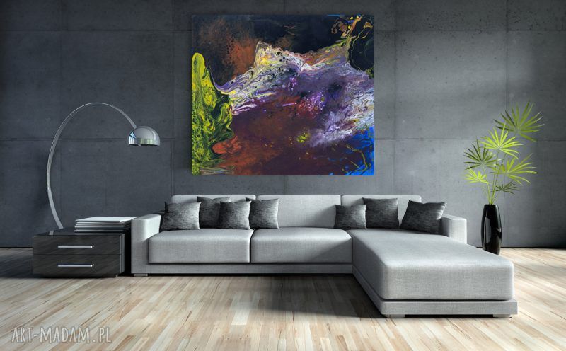 Obraz akrylowy "Obce krajobrazy" 100x90 cm - technika pouring