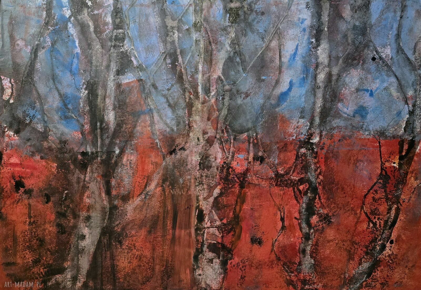 Obraz akrylowy Red woods - czerwone drzewa na płótnie 100x70x2 cm