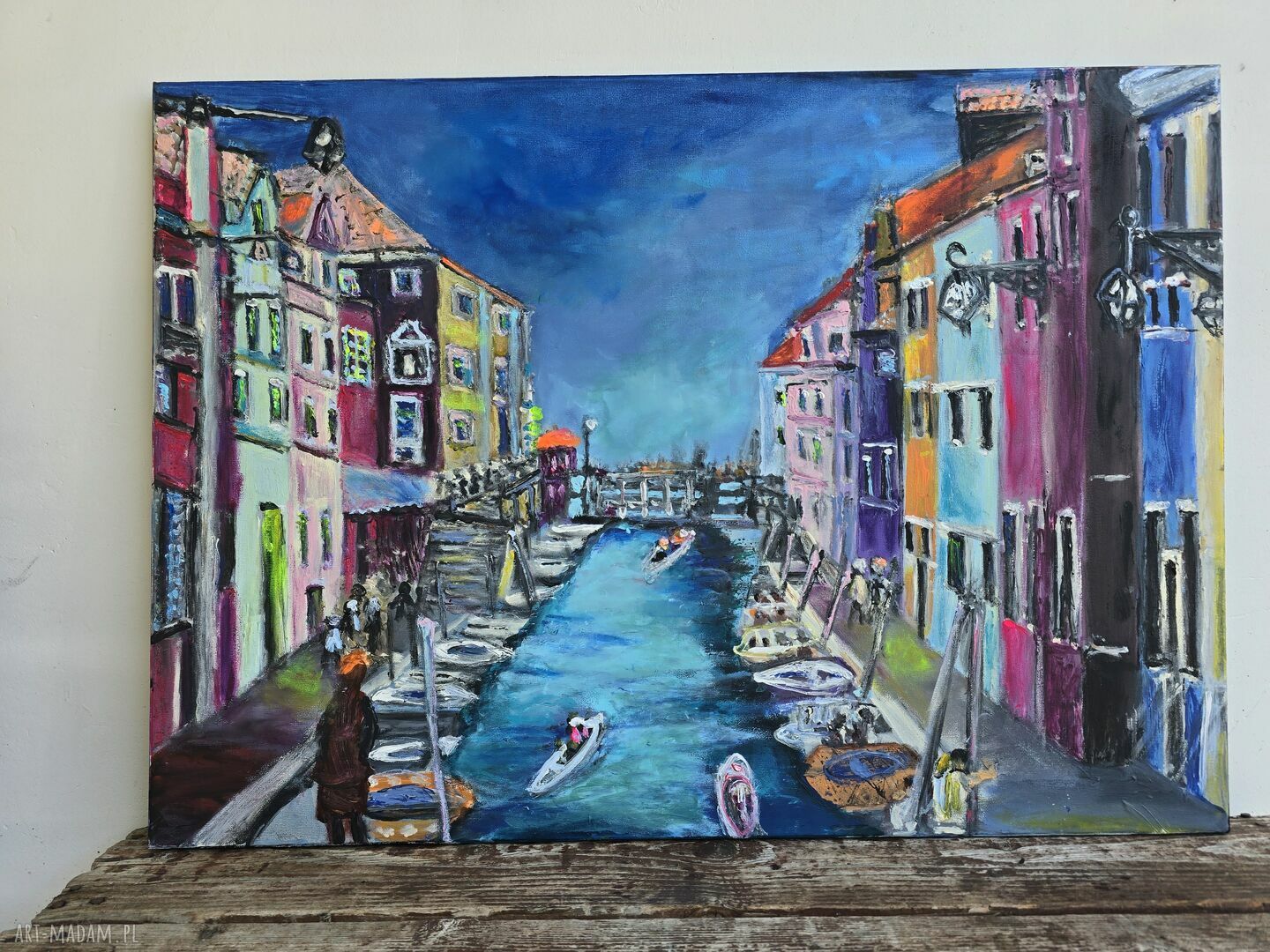 Ręcznie malowany obraz akrylowy „Włochy Burano” 50x70 cm - gotowy do zawieszenia