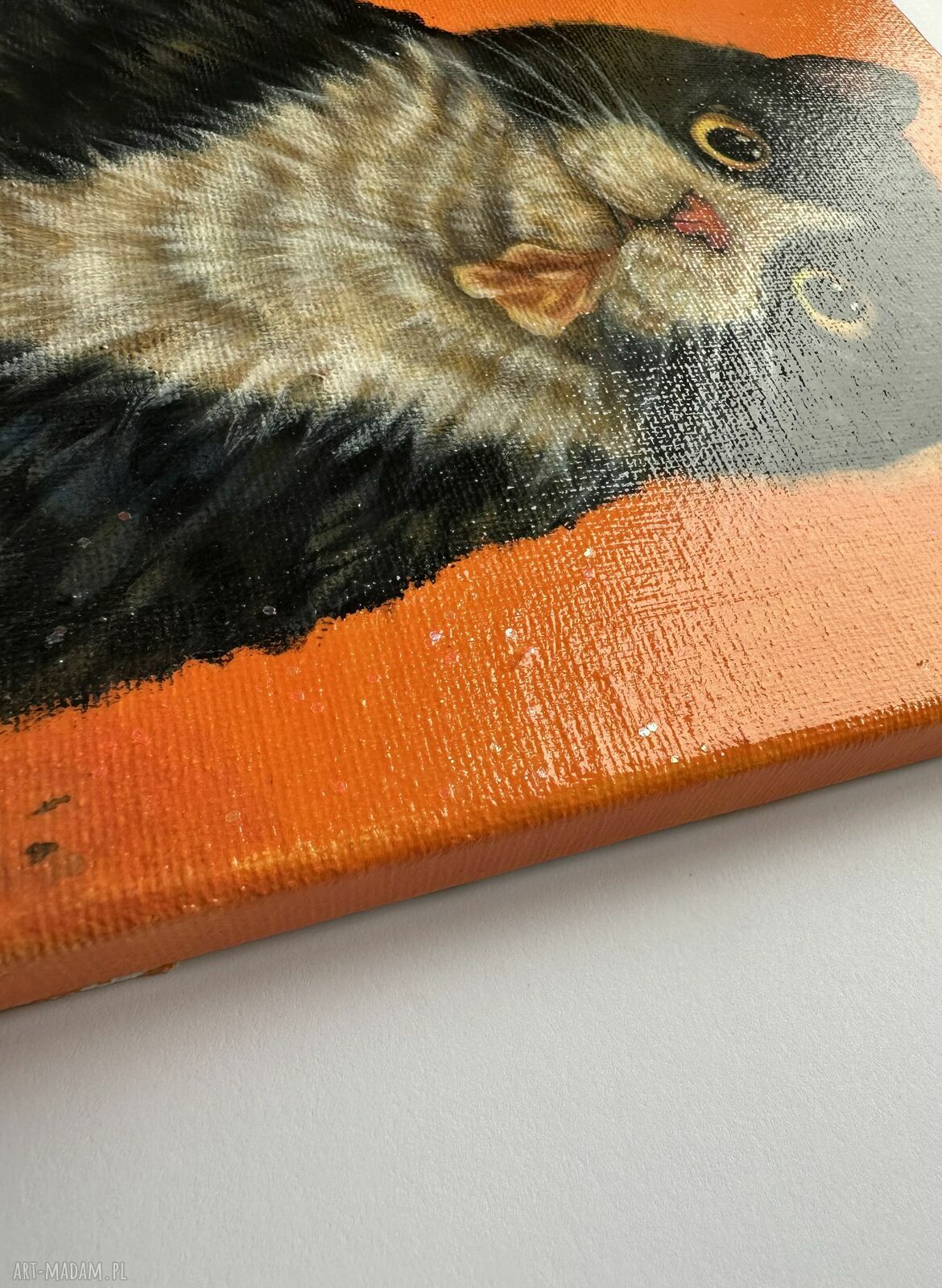 Obraz akrylowy „Spełnienie” - kot z pizzą 20x20 cm