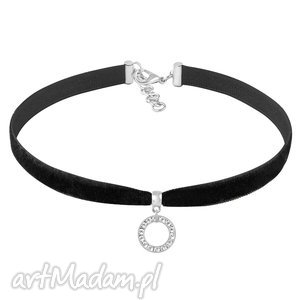 choker - swarovski circle velvet 2 - srebrne naszyjniki