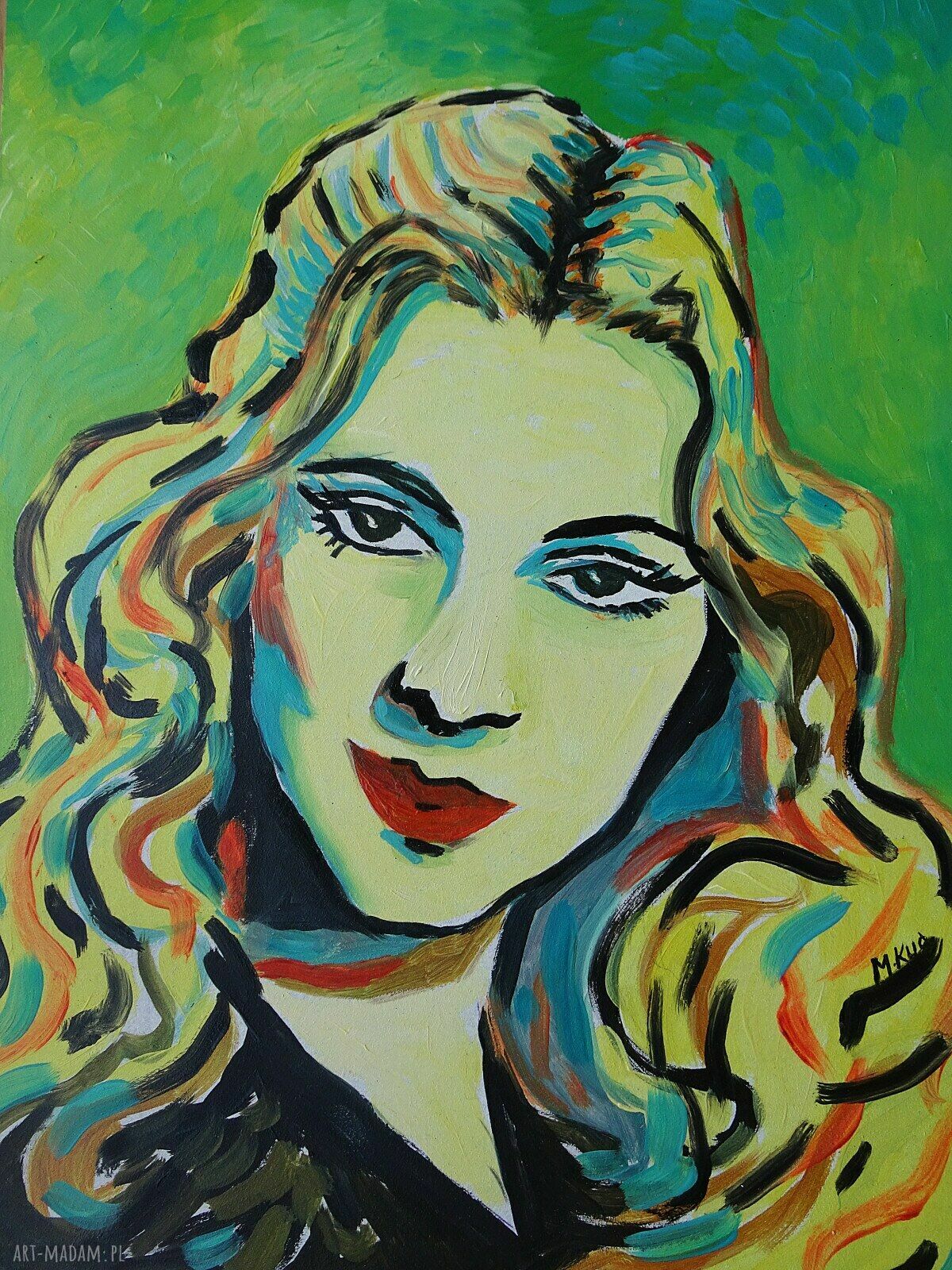 Obraz olejny portret Joan Fontaine 30x40 cm ręcznie malowany