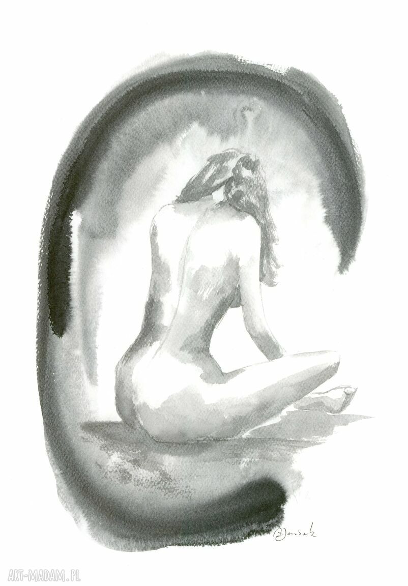 "Akt" ręcznie wykonany rysunek tuszem, 30x42 cm