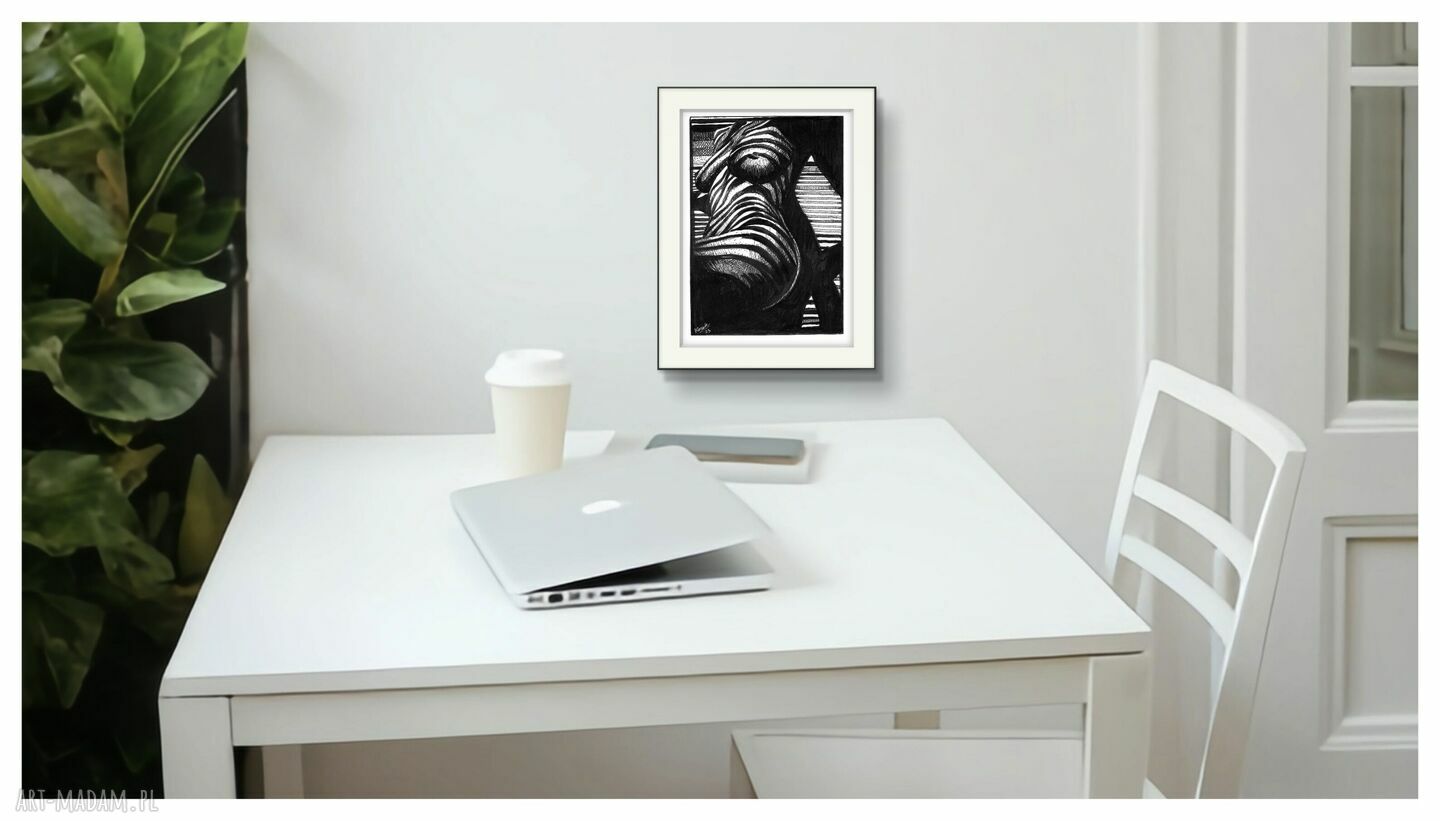Akt Zebra I (A4) - ręcznie rysowana grafika fine art nude z tuszu
