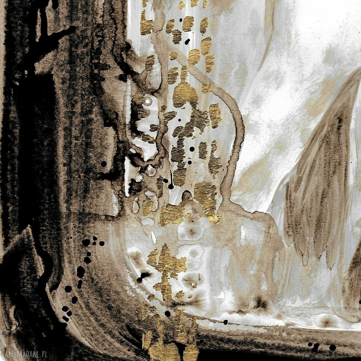 Akt - złocona abstrakcja 50 x 70 cm - ręcznie malowana grafika autorska