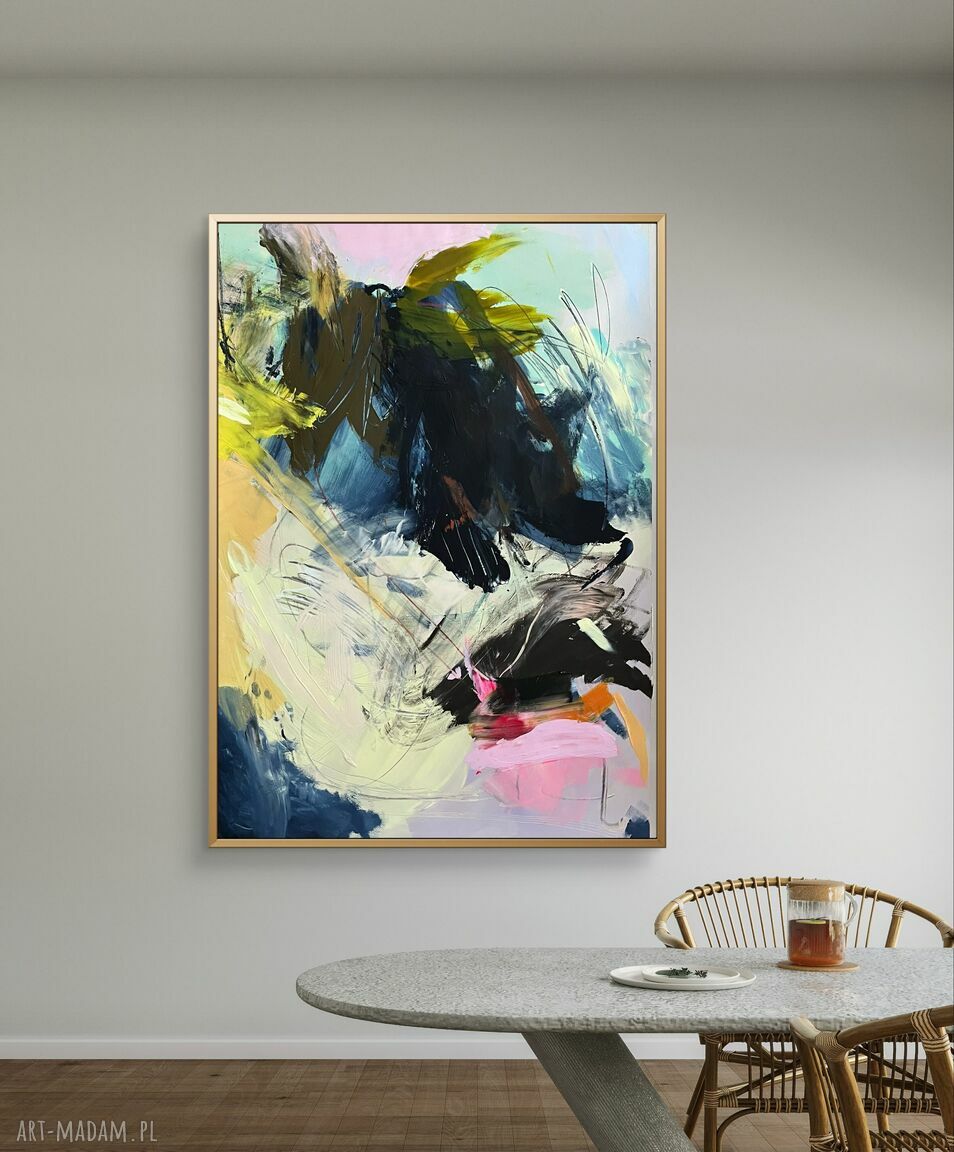Abstrakcja Akwamaryn - 100x70 - duży obraz akrylowy do salonu i sypialni