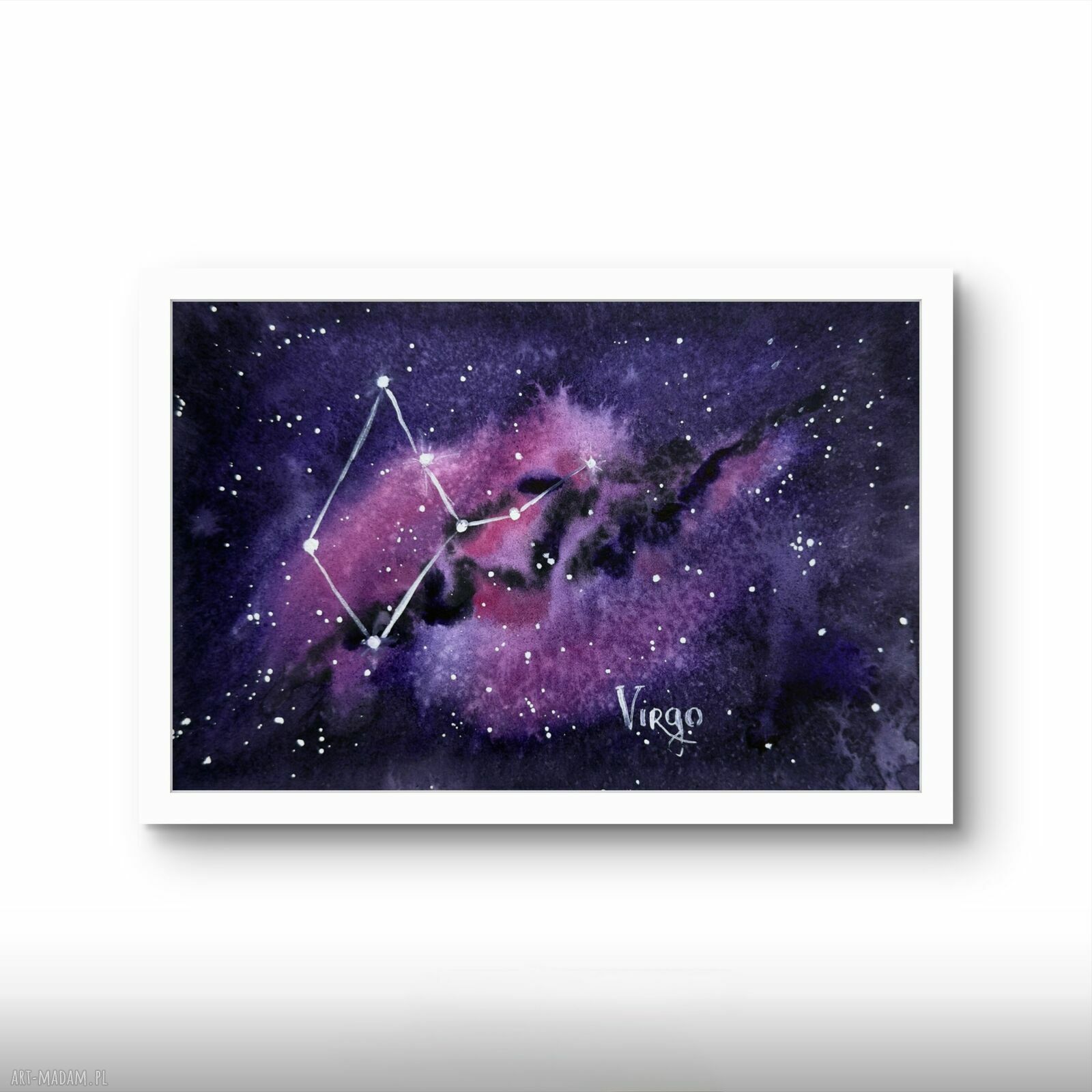 Akwarela A5 Gwiazdozbiór Panny - kosmos i horoskop