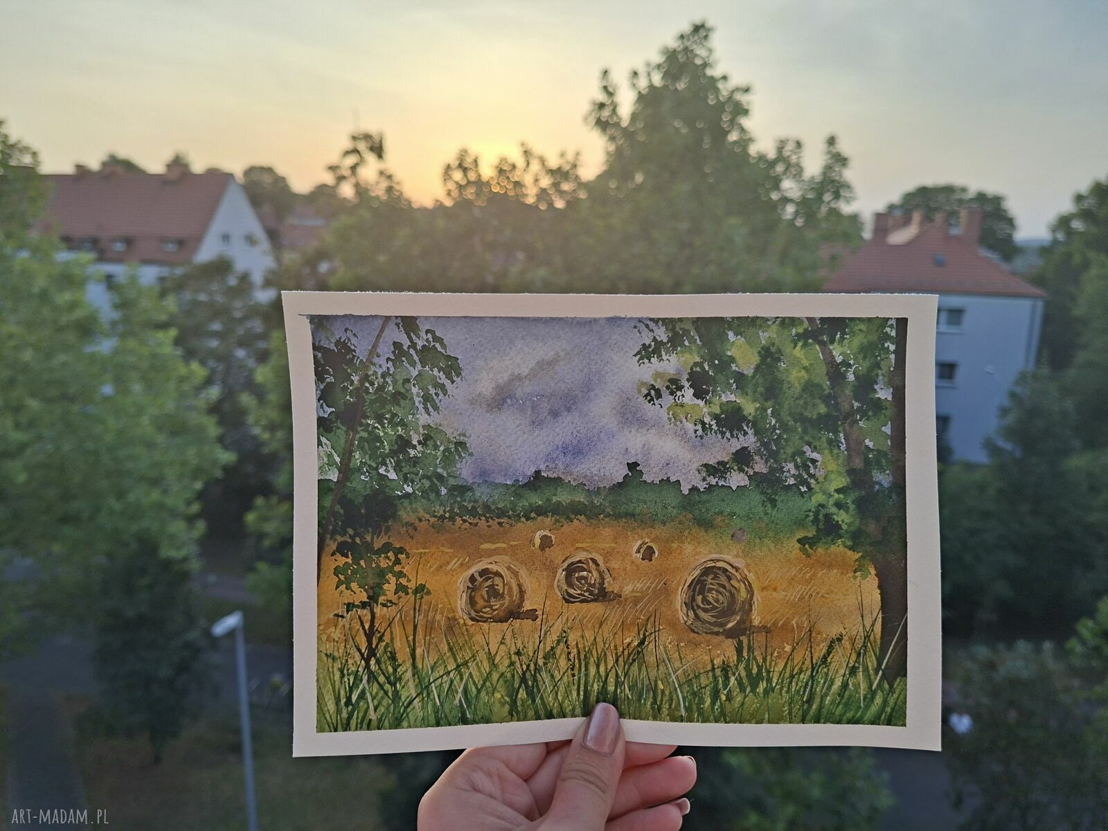 Oryginalna akwarela A5 „Koniec lata”