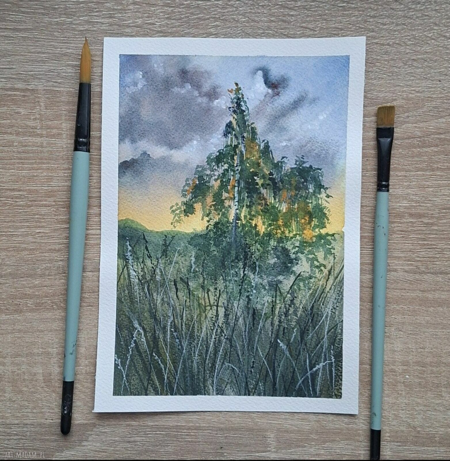 Akwarela A5 „Letnie wieczory” - autorski obraz