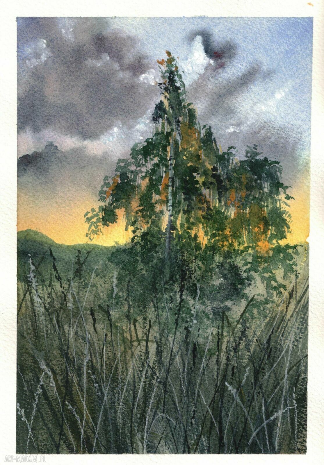Akwarela A5 „Letnie wieczory” - autorski obraz