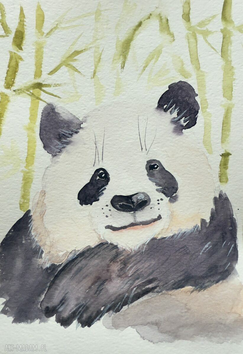 Akwarela A5 Panda - ręcznie malowana na papierze, bez ramki