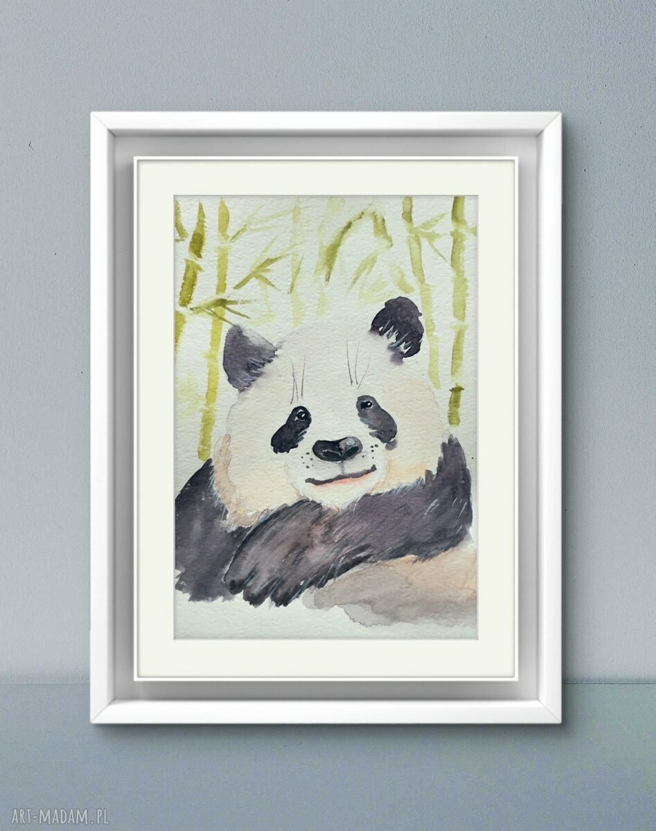 Akwarela A5 Panda - ręcznie malowana na papierze, bez ramki