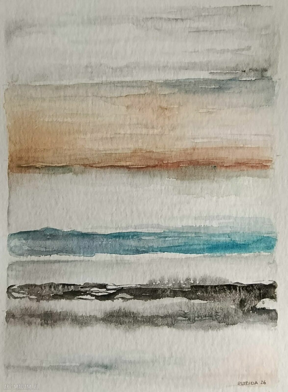 Abstrakcyjna akwarela 32x24 cm - ręcznie malowana na papierze Rembrandt