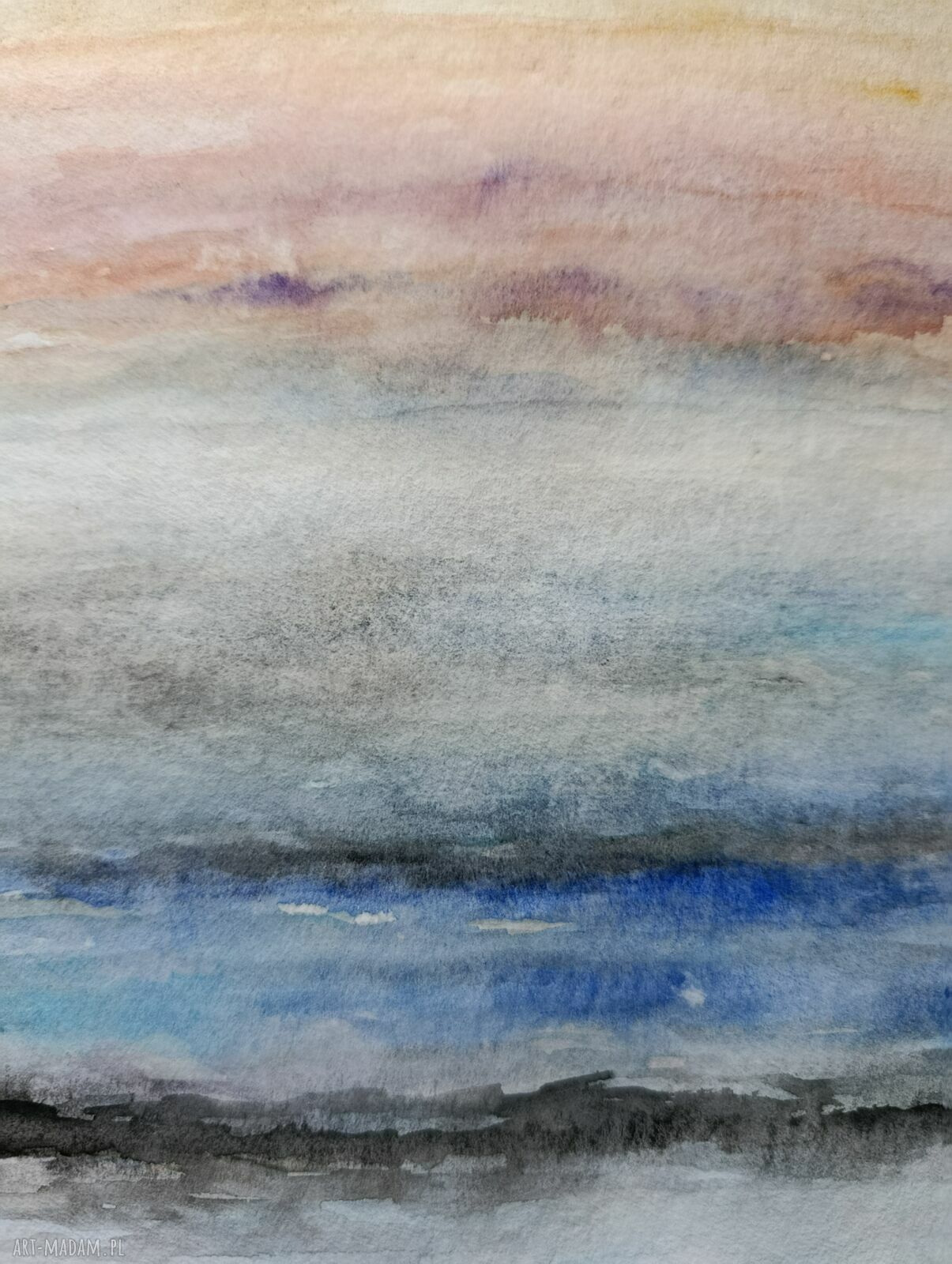 Abstrakcja w akwareli 32x24 cm - oryginalny obraz Pauliny Lebidy