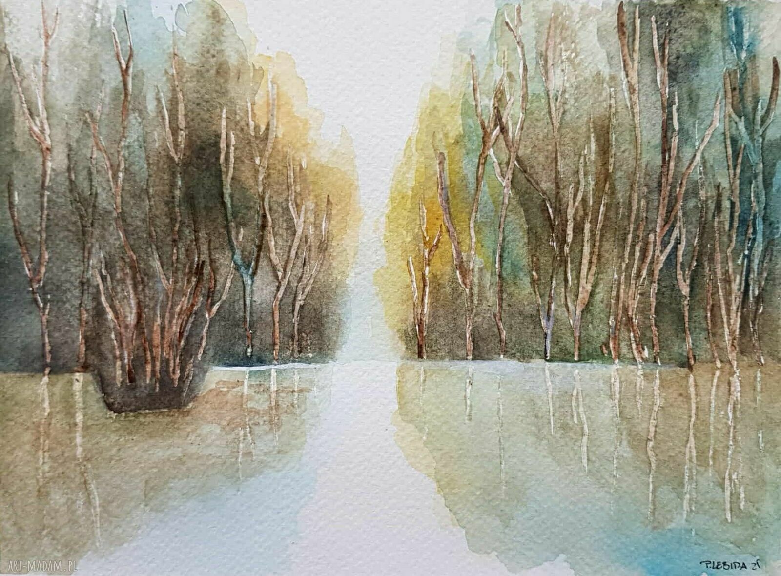 Akwarela „Drzewa” 18x24 cm - pejzaż Paulina Lebida (bez ramy)