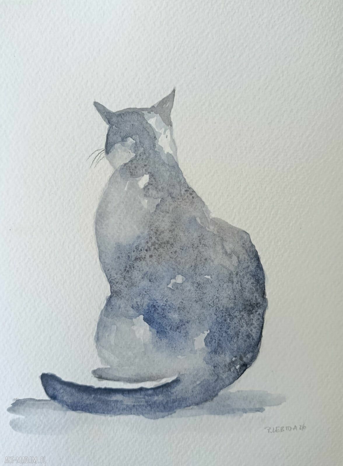 Kot - akwarela 24 x 18 cm (oryginalny obraz bez ramy)