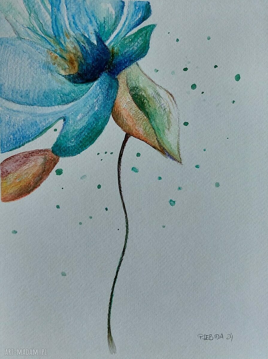 Kwiatek - oryginalna akwarela 24/18 cm
