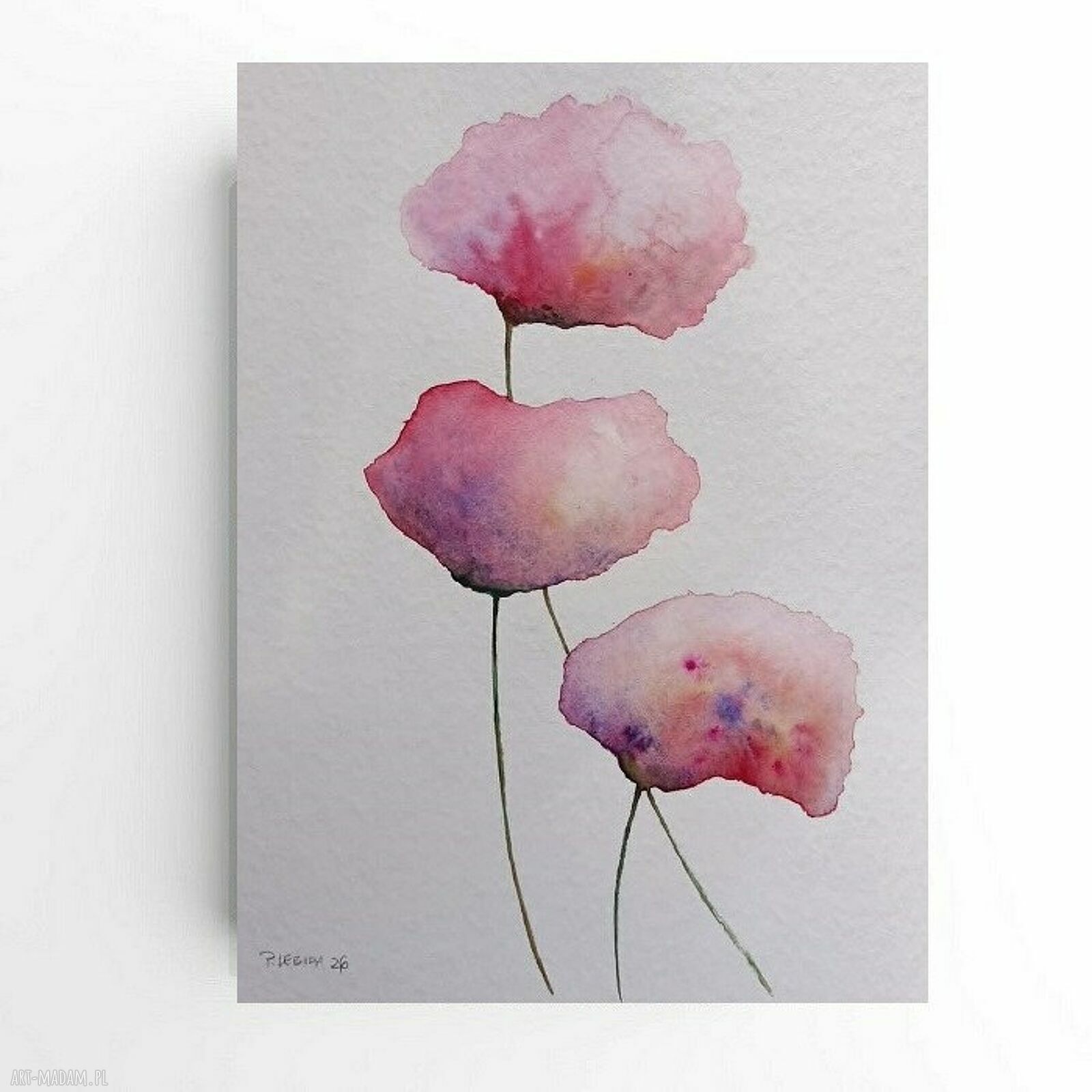 Kwiatki - oryginalna akwarela 32x24 cm od Pauliny Lebidy (bez oprawy)