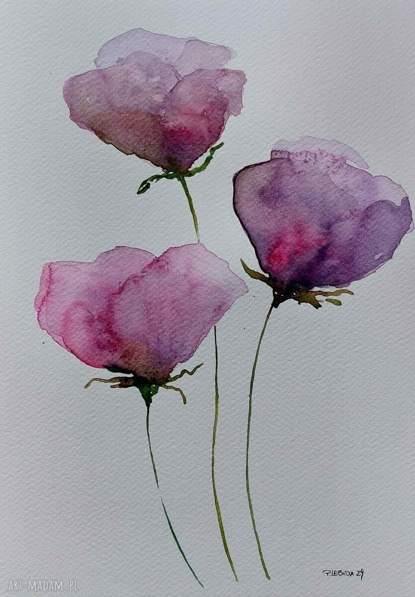 Kwiaty - oryginalna akwarela w formacie A4