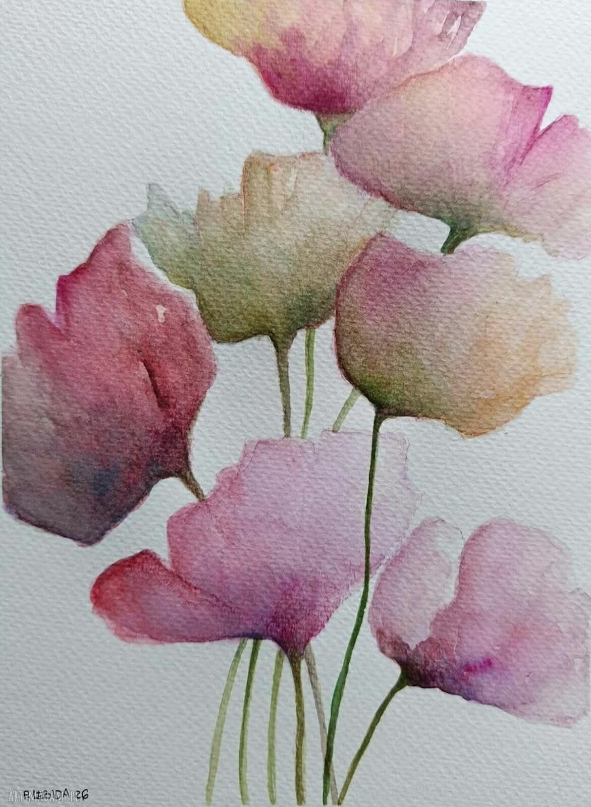 Akwarela Kwiaty 24x18 cm - Paulina Lebida