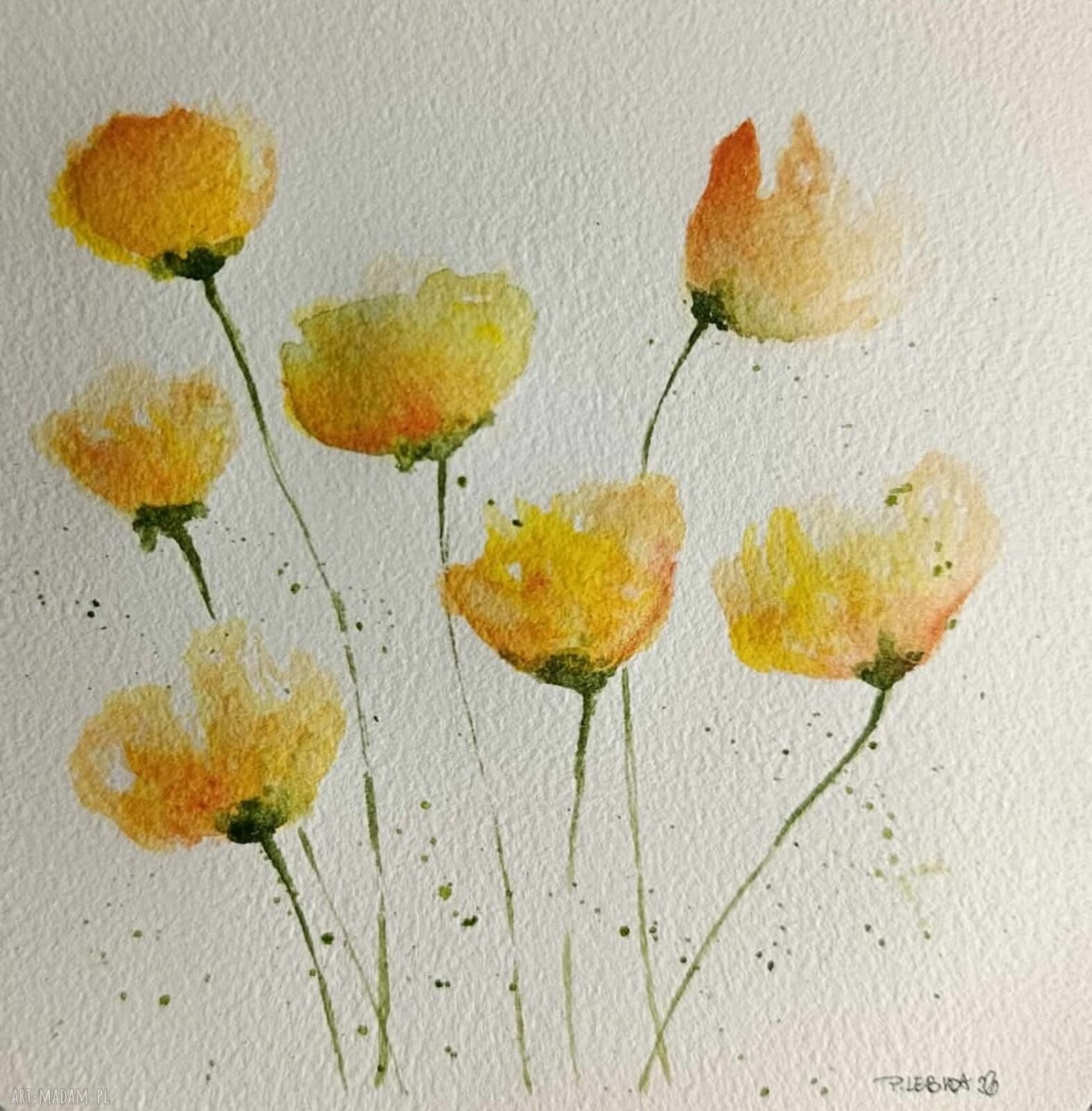 Kwiaty - oryginalna akwarela 15x15 cm (bez ramy)