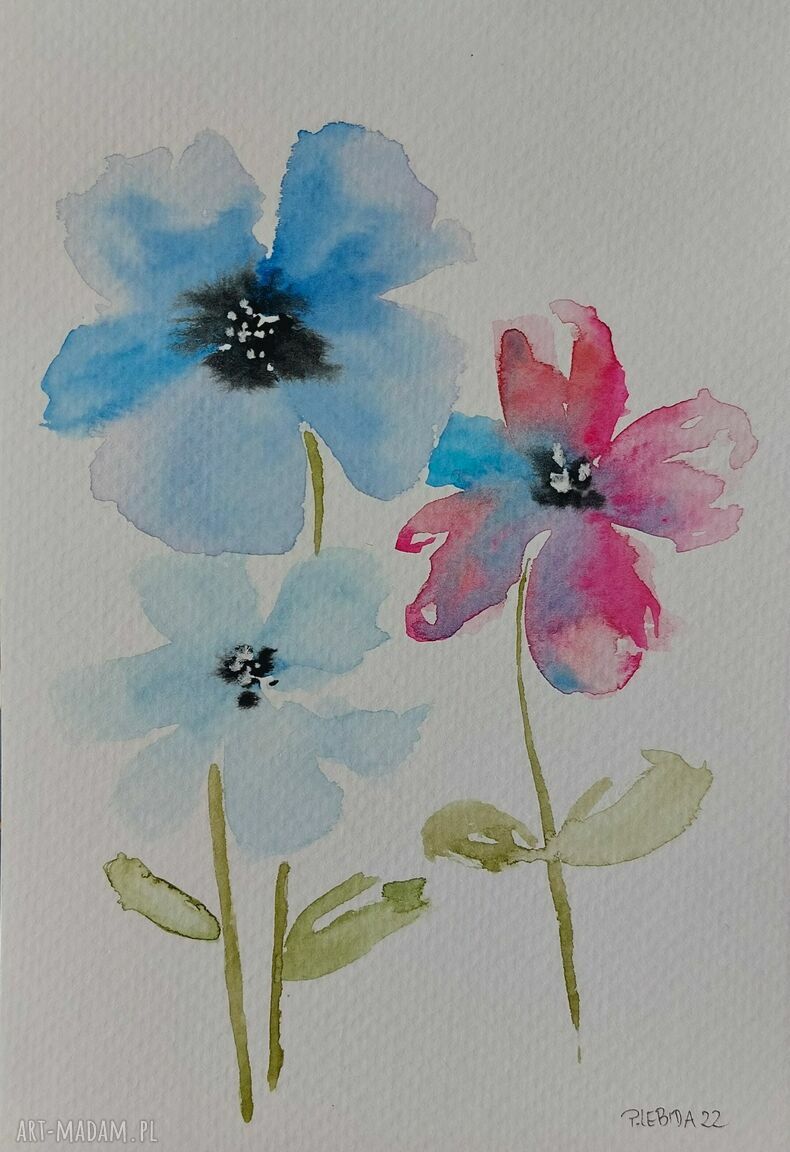 Kwiaty - akwarela formatu 12,5 x 18 cm