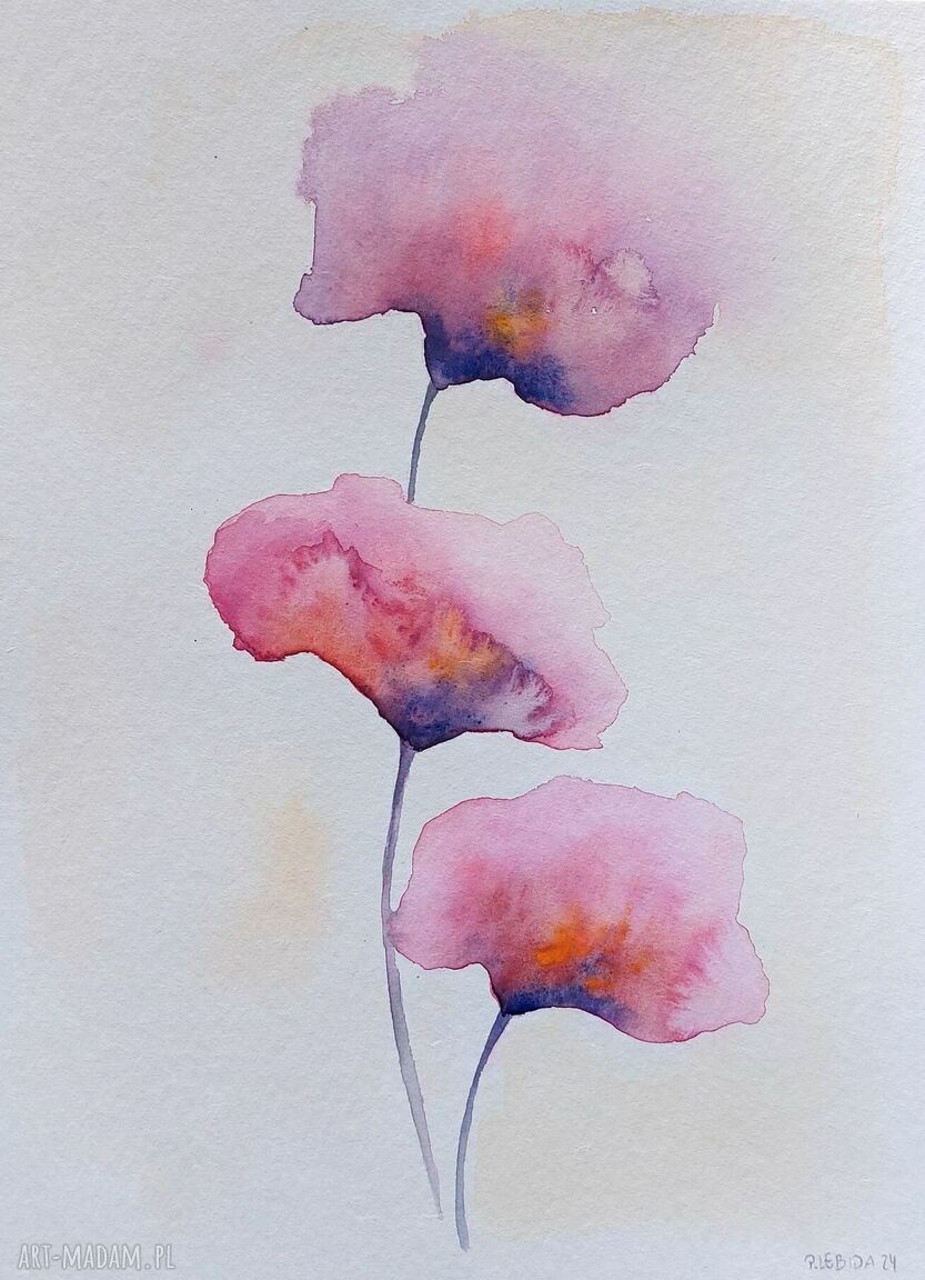 Oryginalna akwarela „Kwiaty” - format 32/24 cm Paulina Lebida