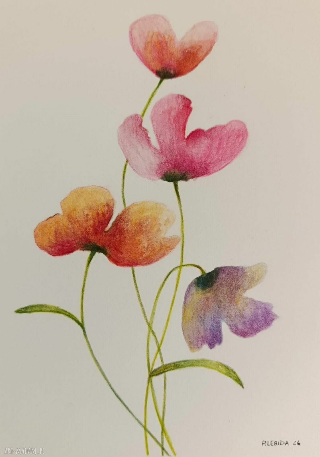Oryginalna akwarela „Kwiaty” w formacie A5