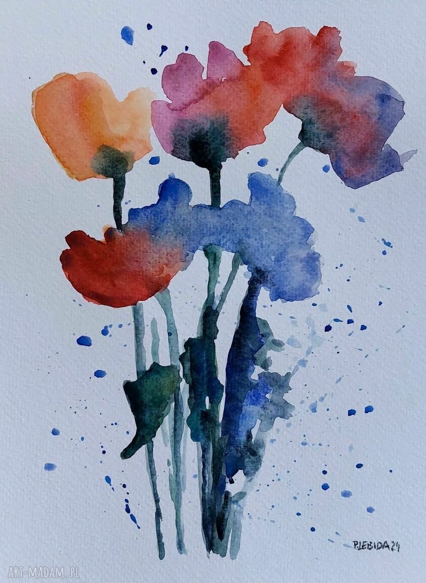 Kwiaty - akwarela formatu 18x24 cm
