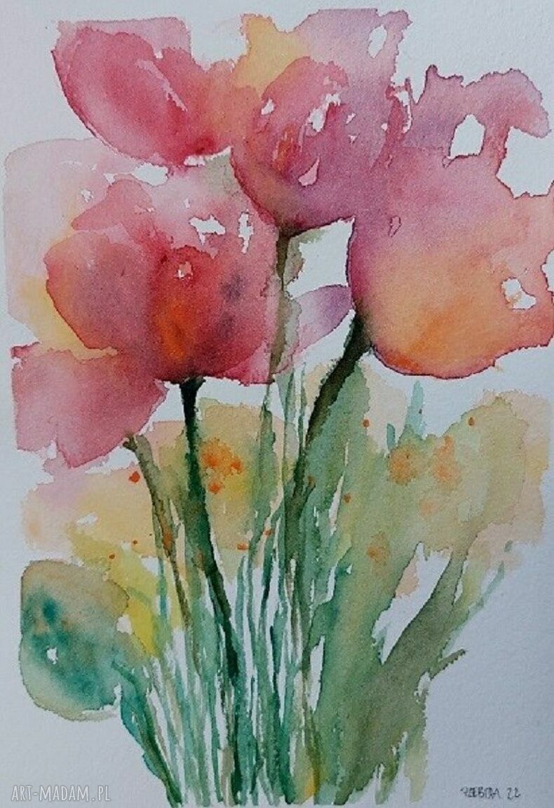 Kwiaty - akwarela w formacie A5 Paulina Lebida