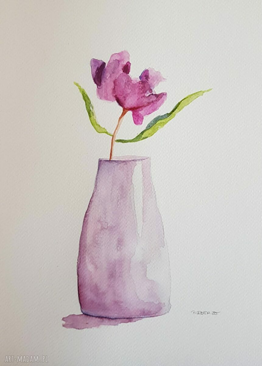 KWIATY - oryginalna akwarela w formacie A4 Pauliny Lebidy