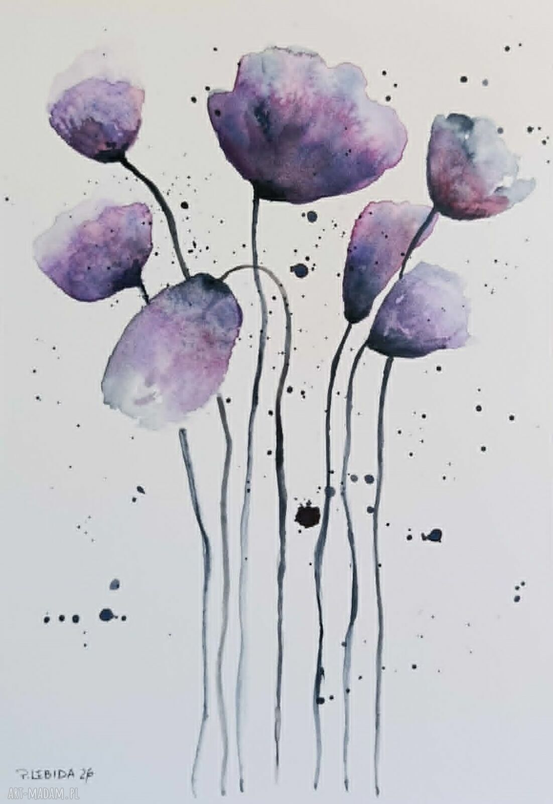 Kwiaty - akwarela formatu A5 Paulina Lebida