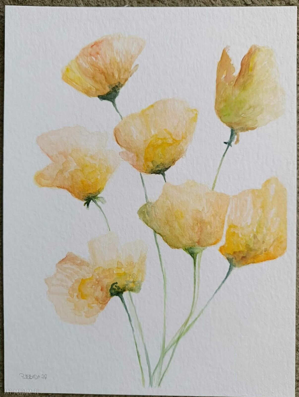 Oryginalna akwarela „Kwiaty” 32 x 24 cm