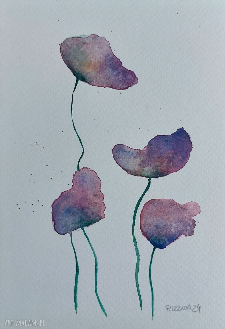 Akwarela z kwiatami - format 12/5/18 cm