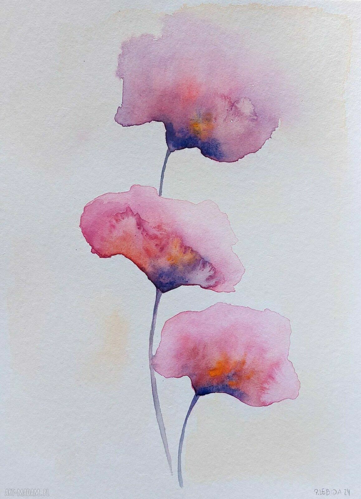 Akwarela „KWIATY” 32/24 cm - oryginalny obraz bez ramy