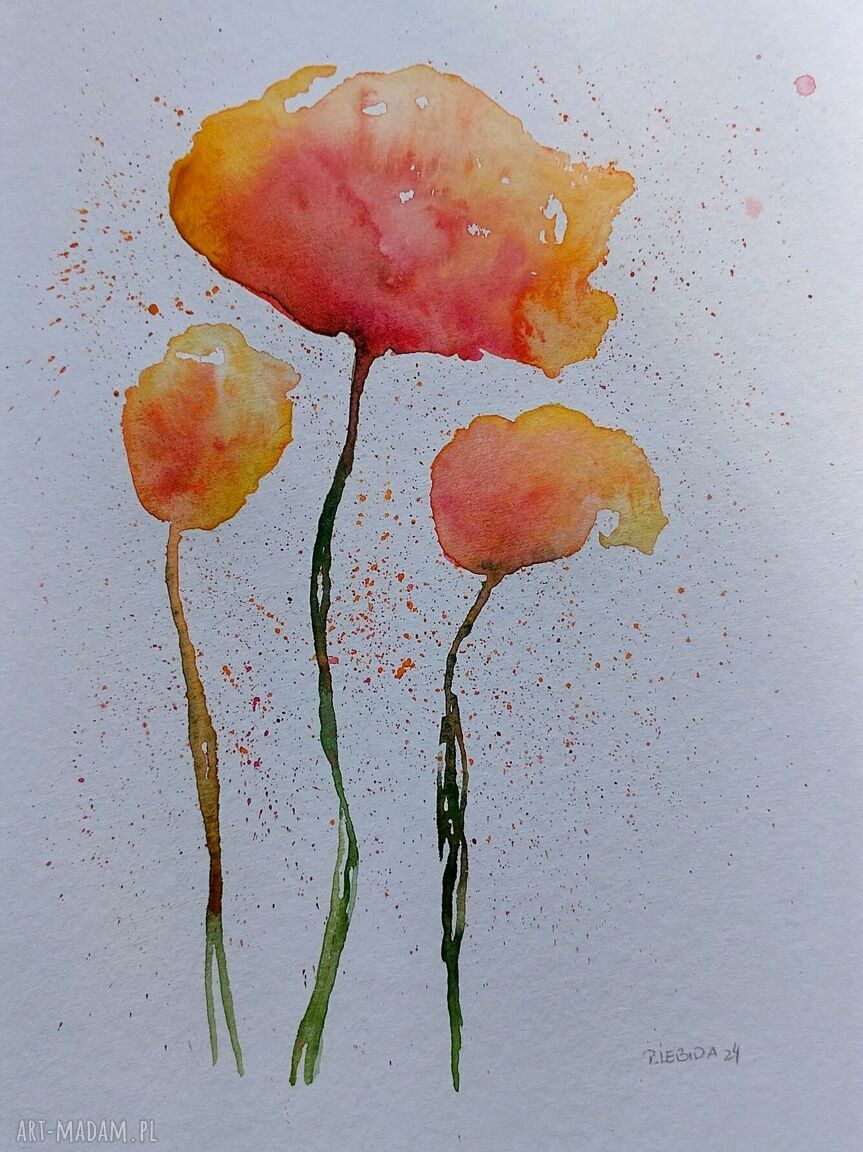 Kwiaty - oryginalna akwarela 32x24 cm (sygnowana)