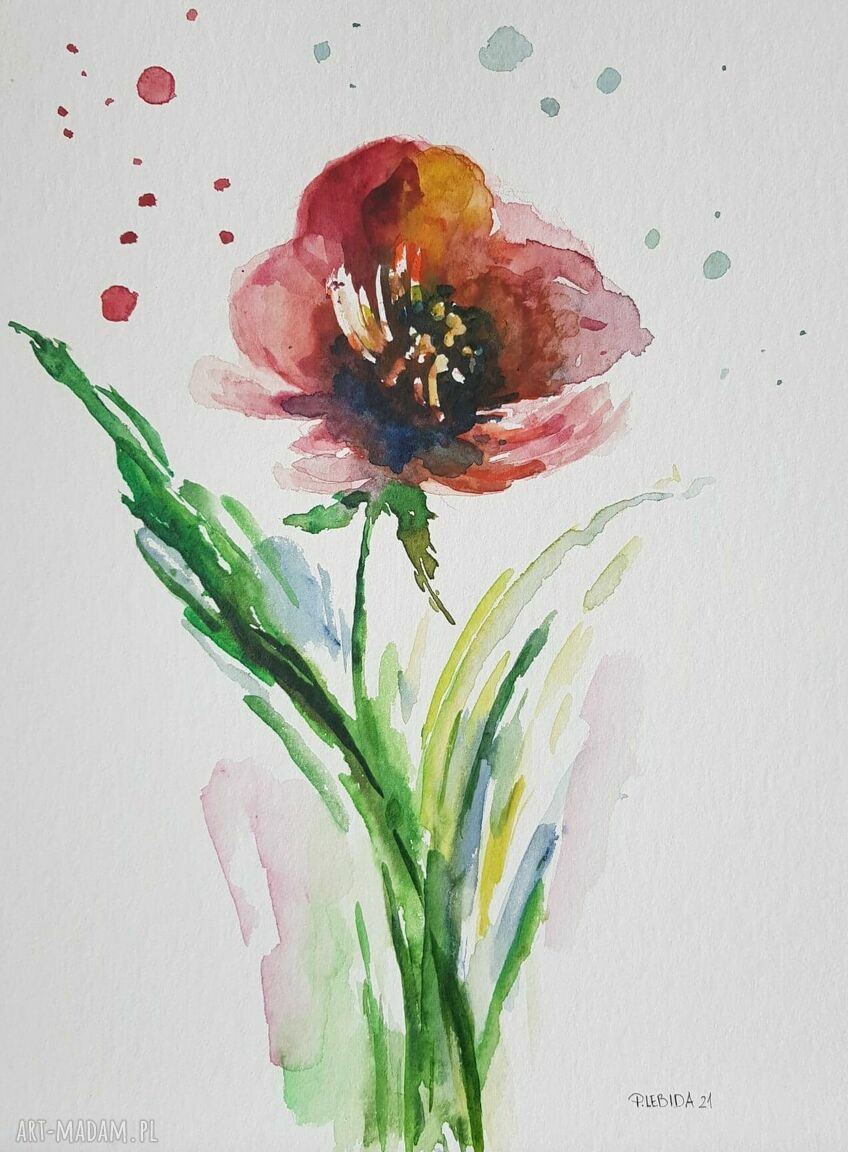 MAK - oryginalna akwarela formatu 24x32 cm, ręcznie malowana przez Paulinę Lebidę
