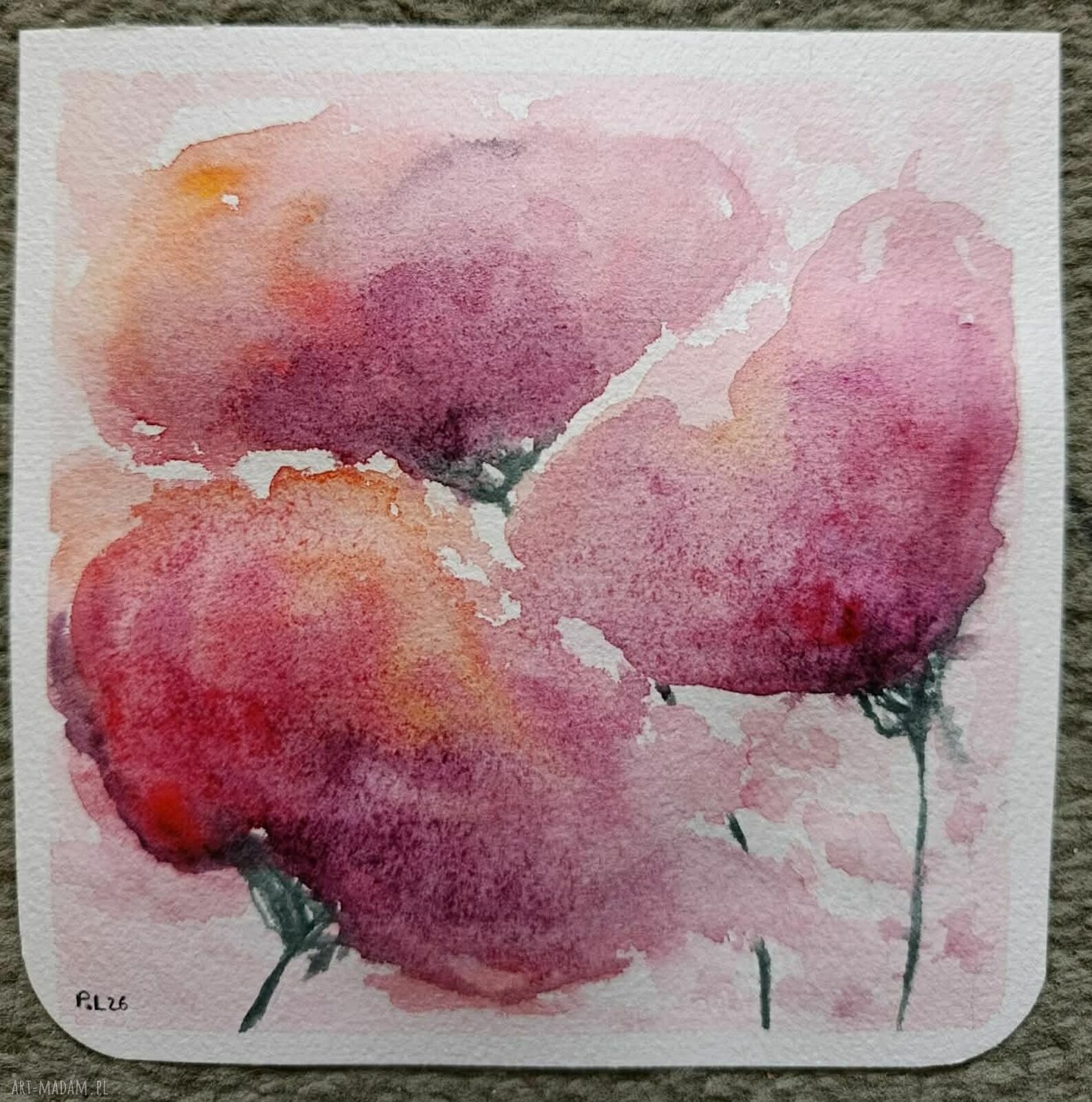 Maki - ręcznie malowana akwarela 15x15 cm