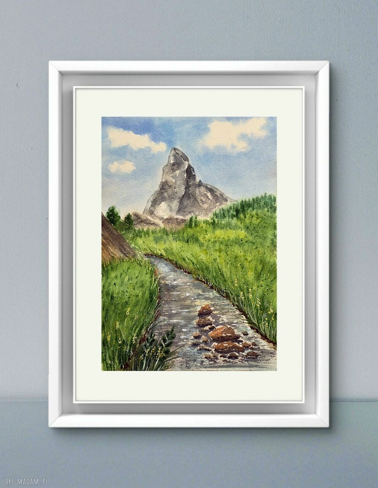 Akwarela Matterhorn 18x26 - ręcznie malowany pejzaż górski A4