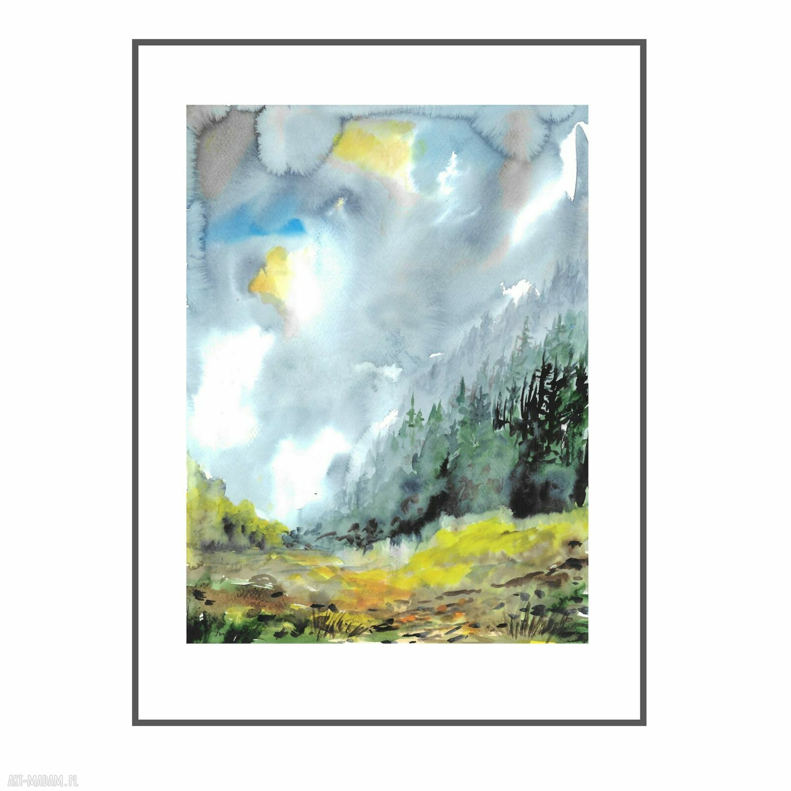 Akwarela "Mgliste" - 40 cm x 30 cm, malowana ręcznie