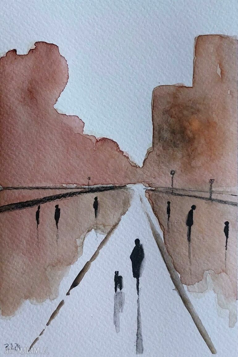 Miasto - oryginalna akwarela w formacie A5